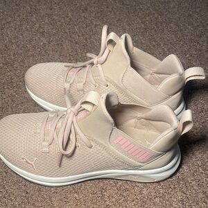 PUMA Women’s tan and pink running shoes with Soft foam insoles